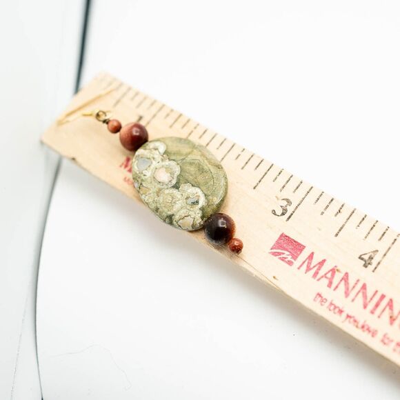 Green Jasper chunky natural stone necklace beaded Set with Earrings demi-parure - Picture 8 of 8